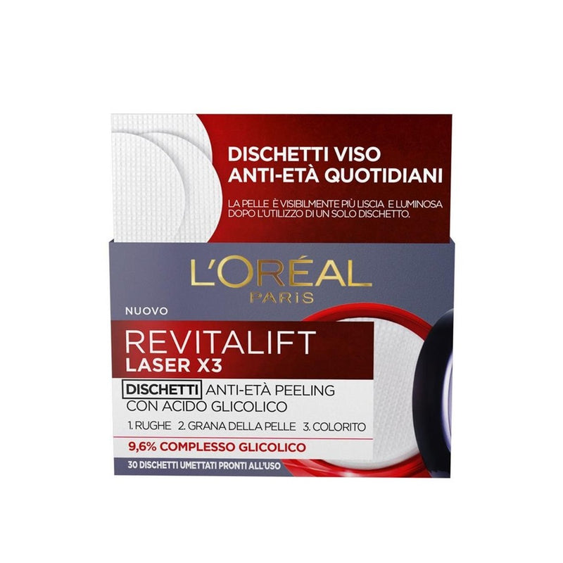 L'Oréal Revitalift Dischetti Anti-Età Peeling Con Acido Glicolico 30pz